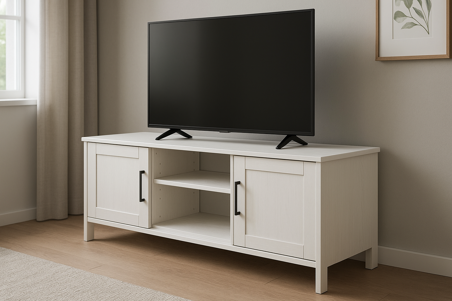 Rack para TV Branco 150cm com Portas e Compartimentos